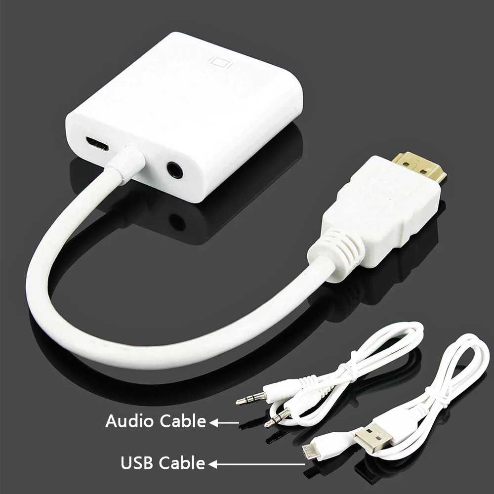 JONSNOW HDMI to VGA Cable for PC Computer PS3 PS4 Game Player HDMI Cable Support Full HD 1080P HDTV Converter