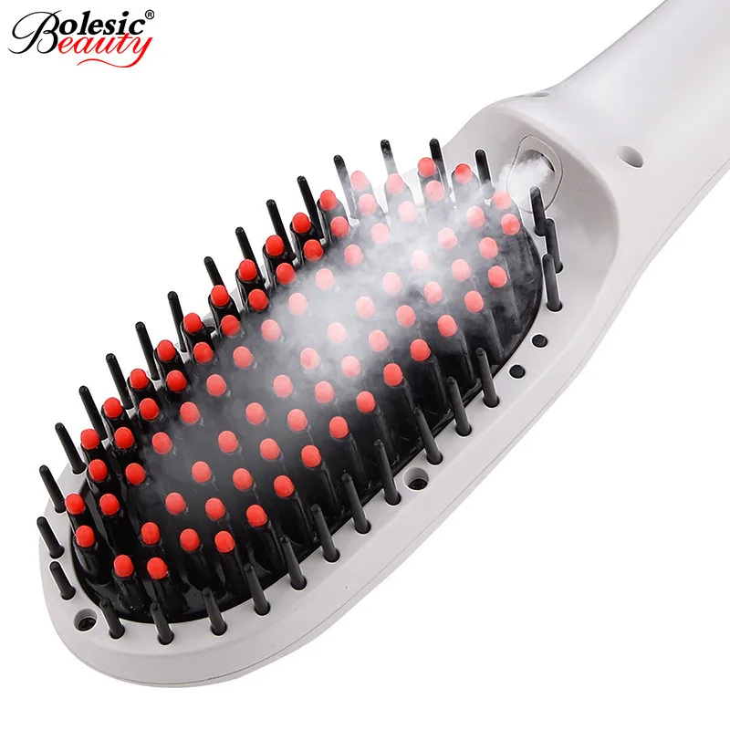 

Pro 110v/220v professional flat iron smoothing straightening brush ceramic hair straightener comb LCD digital display