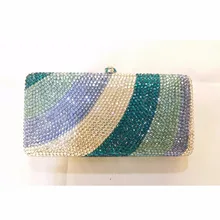 7764C Crystal Lady fashion Bridal Party Metal Evening purse clutch bag case box handbag