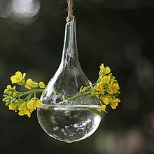 8 см* 16 см прозрачный стеклянный Рождественский подвесной шар Круглые цветы ваза с двумя отверстиями 2 см, украшение для дома/свадьбы