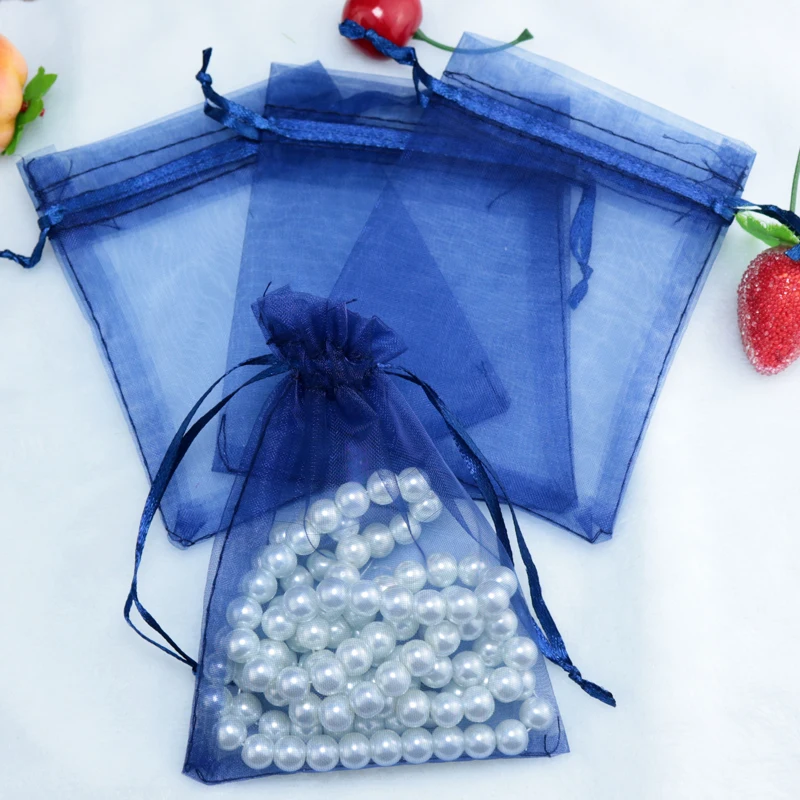 Us 16 2 10 Off 200pcs Lot 13x18cm Navy Organza Bags Tulle Jewelry Gift Bag Pouches Christmas Wedding Favor Boutique Candy Gifts Packaging In