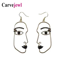 Carvejewl Face Hollow Earrings Abstract stylish Hollow Out Face Oval Earrings For Women Jewelry rhinestone enamel glaze earrings Carvejewl Face Hollow Earrings Abstract stylish Hollow Out Face Oval Earrings For Women Jewelry rhinestone enamel glaze earrings
