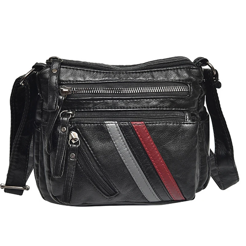 High Quality Mini Black Bag Women Very Soft Washed PU Leather Female Purses and Handbag Lady Small Messenger Bag for