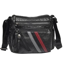 High Quality Mini Black Bag Women Very Soft Washed PU Leather Female Purses and Handbag Lady Small Messenger Bag for