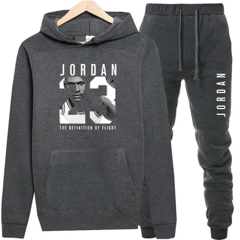 New 2018 Brand Tracksuit Fashion JORDAN 23 Men Sportswear Two Piece Sets All Cotton Fleece Thick hoodie+Pants Sporting Suit Male