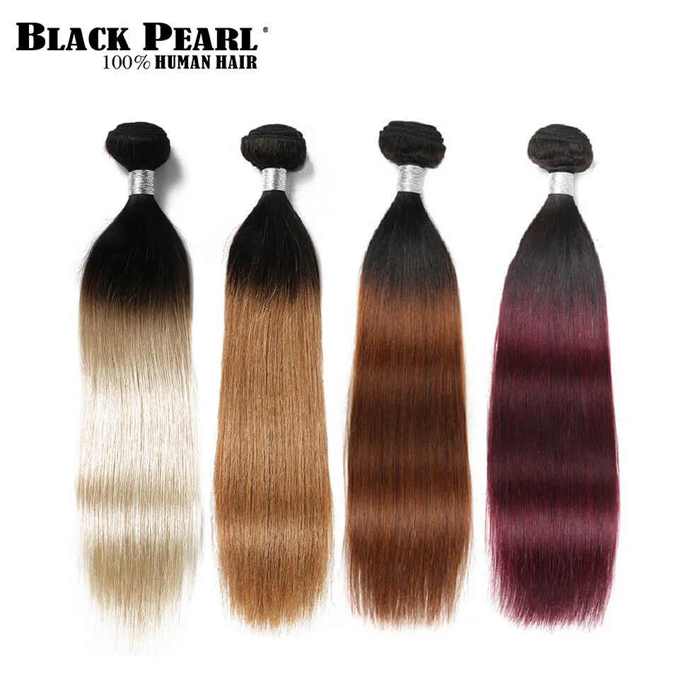 

Black Pearl Pre-Colored Ombre Brazilian Hair Weave Bundles Ombre Straight Hair Weft 1/ 3 bundles Human Hair Extensions T1b613