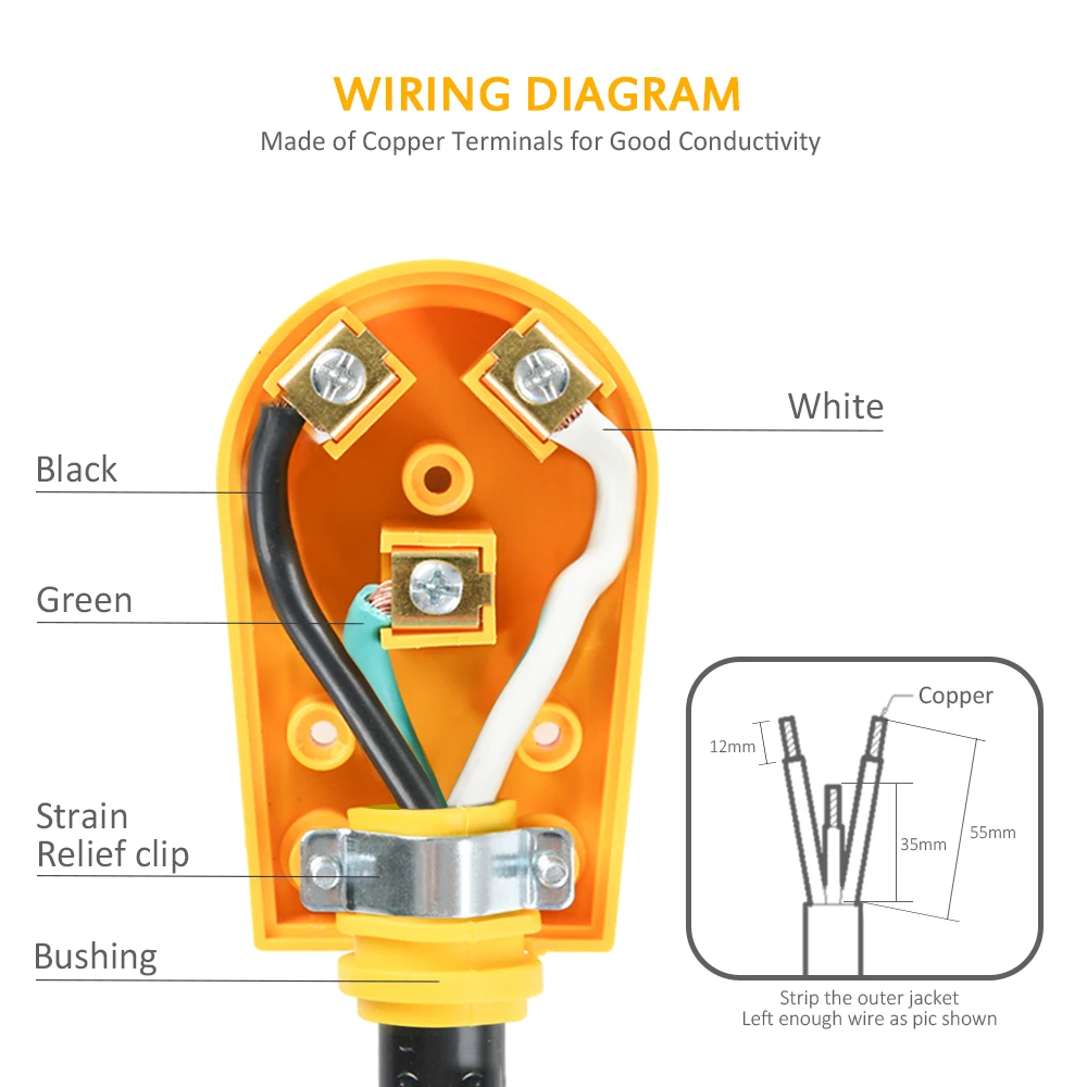 Сменная штепсельная вилка MICTUNING 125 V/30Amp Heavy Duty RV Female желтая Соединительная с