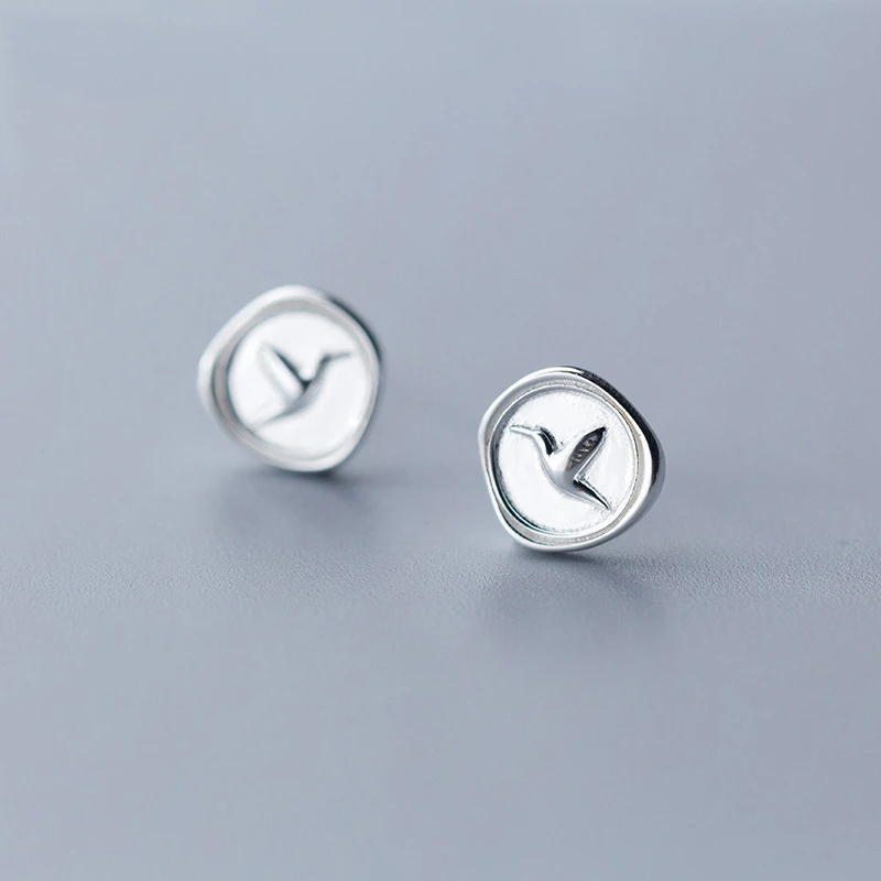

European New Arrival Minimalist Earrings Sterling Silver Cute Bird Stud Earrings For Women Girls Kids Jewelry 2019 Brinco Bijoux