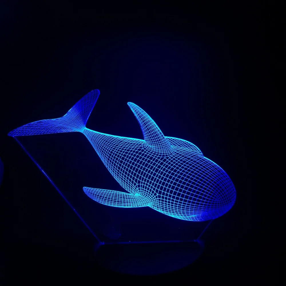 Lovely Whale 3D Lampara LED Night Light Lustre Baby Bedroom Lamp USB
