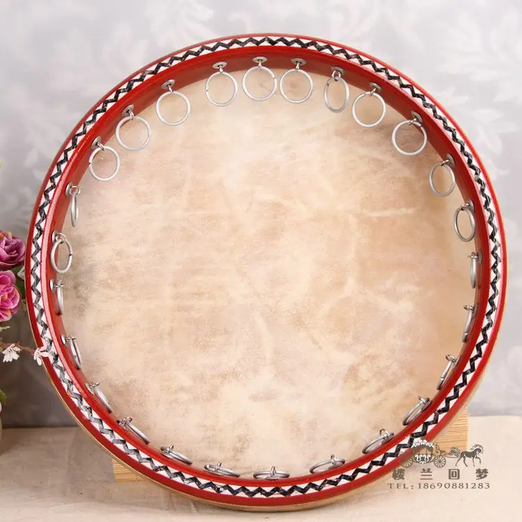 

[Monopoly] Xinjiang Xinjiang Uygur musical instruments handmade musical instruments - high-grade wood tambourine (40cm)