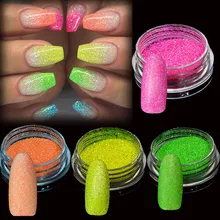 1 коробка флуоресцентные Блестящие Блестки для ногтей цветные Порошковые пылевые блестящие пигментные наконечники для маникюра украшения для ногтей BEYG01-12