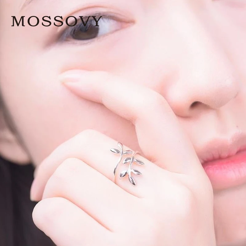 Женские вечерние кольца Mossovy регулируемое кольцо с листьями модные ювелирные