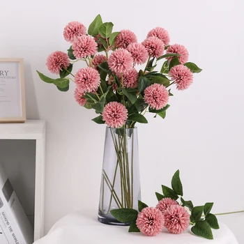 

Artificial flower Hydrangea Dandelion bouquet living room bedroom decoration Fake flower glass vase Home Decoration