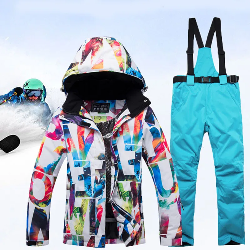 

Women Windproof Snowboarding Sets Winter Sports Thicken Ski Jacket + Pants Waterproof Sportswear Mountain Coat