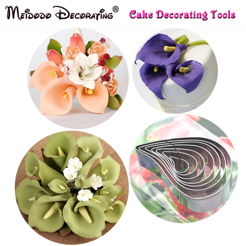 7Pcs Fondant Cake Decoration Calla petal cutter gum paste flower Cutter Stainless steel Calla