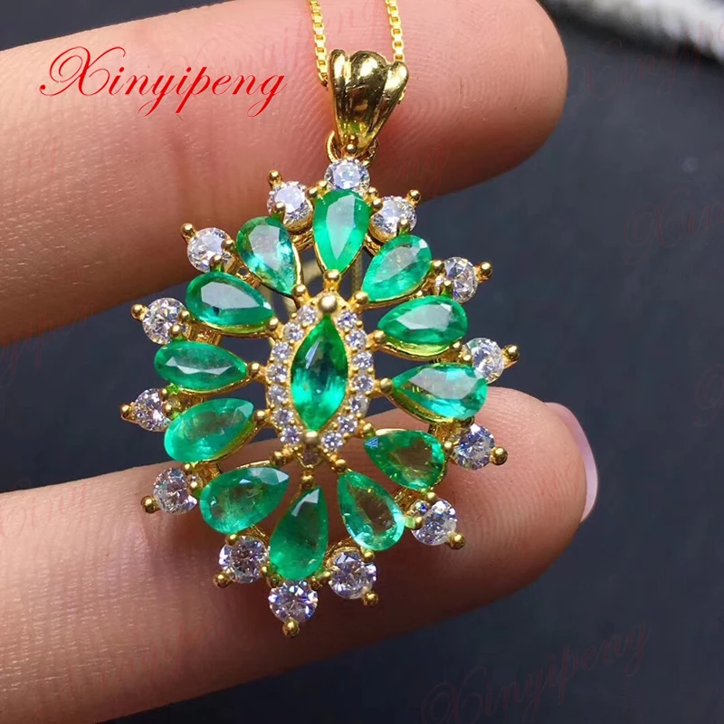 925 silver inlaid emerald pendant design is beautifulin Charms from Jewelry & Accessories on