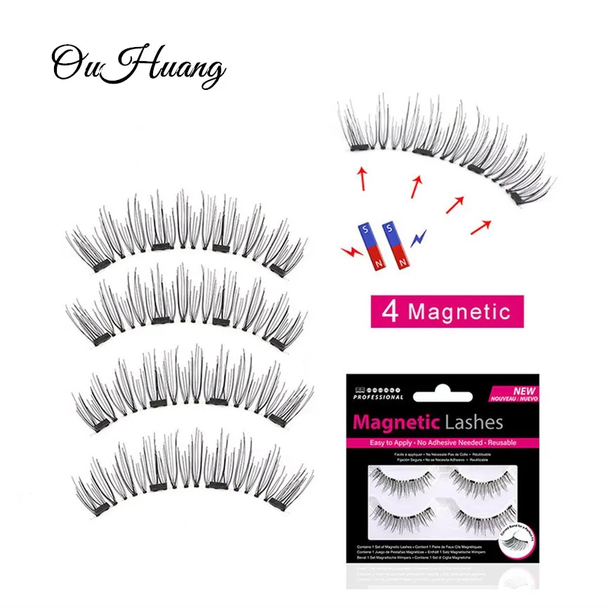 

4 Magnetic Eyelashes Extension Natural Long Lasting False Eyelash Reusable 3D Milk Magnet Lashes Fake Eye Lashes Makeup 52HB-4
