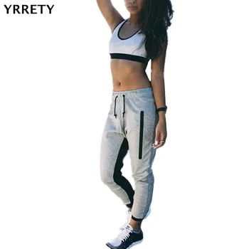 

YRRETY Sweatpants Sportswear Pants Women Autumn Spring Gray Harem Pants Elastic Waist Plus Size Trousers Female Casual Trousers