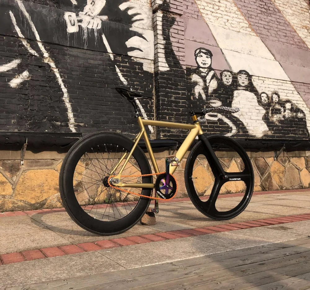 Sale Fixed Gear Bike 54cm  58cm  single speed bike Smooth Welding frame  Aluminum alloy Track Bicycle 700C wheel DIY color 1