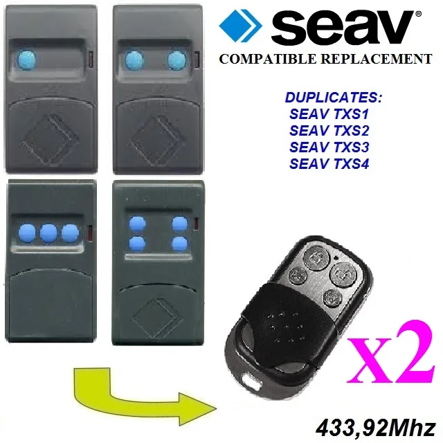 

2PCS SEAV TXS 1/TXS 2/TXS 3/TXS 4/TXS 6 Remote Control Duplicator 4-Channel 433.92MHz Fixed Code Gate Opener