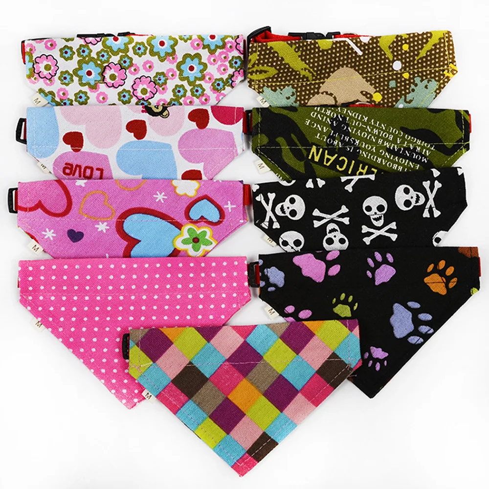 72 pcs lot New font b Pet b font Puppy Dog Cat Bandanas Adjustable canvas Nylon