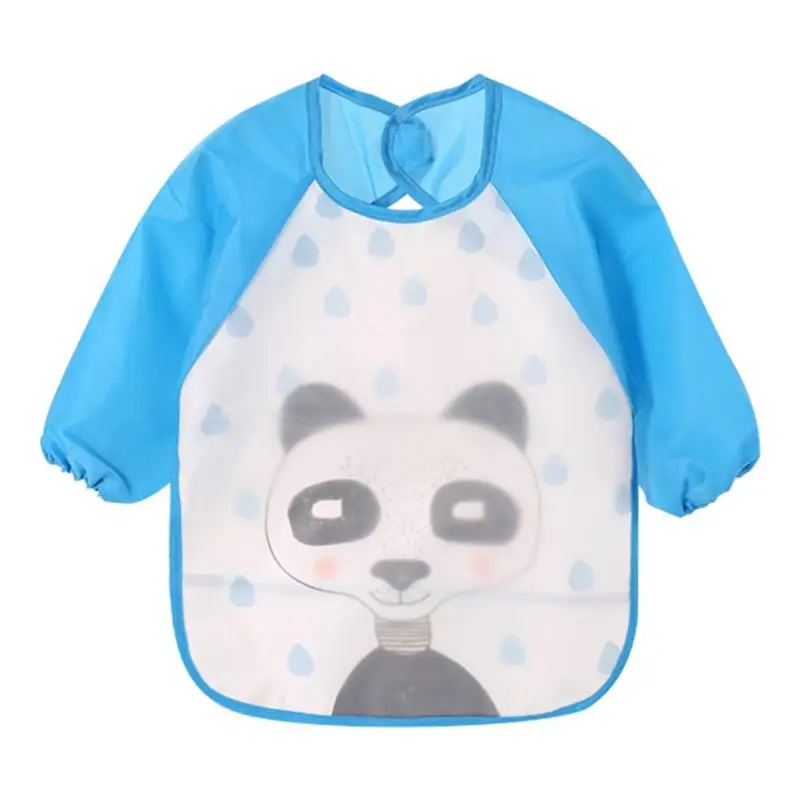 Анти-грязный мультфильм слюнявчик водонепроницаемый детский обеденный одежда длинный фартук с рукавами младенческий нагрудник для