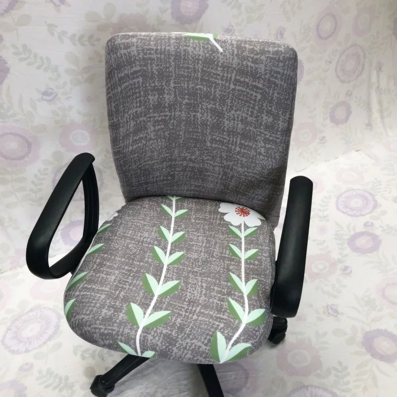 Спандекс офисные компьютерные эластичные чехлы на кресла с цветочным принтом съемный стул Чехлы эластичные Чехлы однотонные