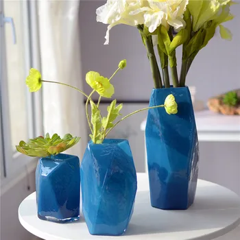 

Mediterrane Style Modern Geometrical Glass Creative Vase Pot Home Decor Crafts Room Soft Decoration Device Art Flowers