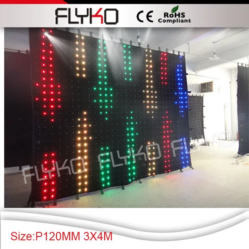 

free shipping P120MM 3X4M Festival decoration LED video curtain