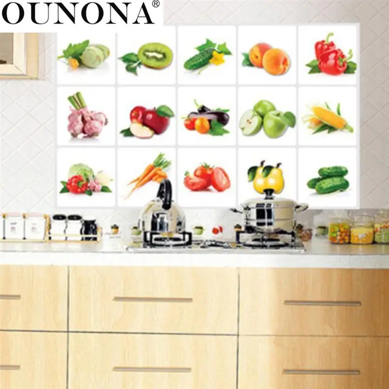 Fruit Kitchen Stickers Anti oil Paste Waterproof Removable Wall