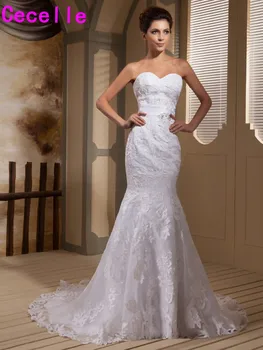 

Real 2019 Vintage Mermaid Lace Sweetheart Wedding Dresses Bridal Gowns Sashes Corset Back Country Rustic Wedding Gowns Custom