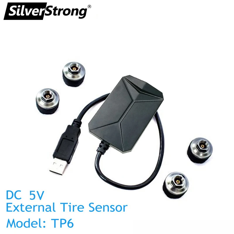  Sistema de Monitoreo de presión de neumáticos con USB TPMS de 4 sensores de temperatura para Androi