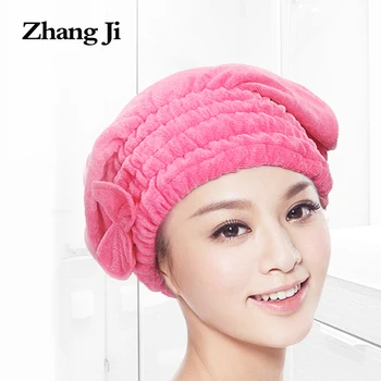 

ZhangJi Women Hair Dry Cap with Bowknot Super Absorbent Microfiber Wrap Turban Quick Drying Bath Towel Bathroom Hair Dry Hat