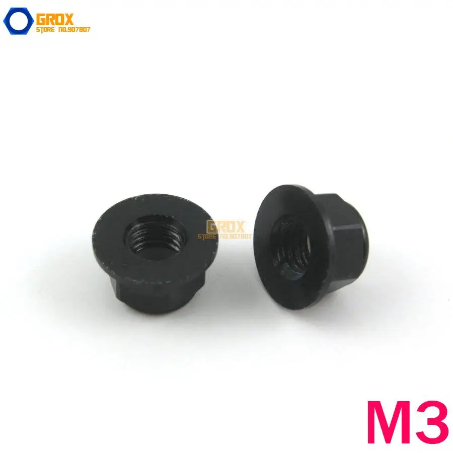 12 Pieces M3 Black Hex Flange Nylon Lock Nut Aluminumnuts aluminium