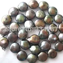 Из натуральной пресной воды А. А. 1" 11-12 мм* 5-6 мм черный жемчуг монеты Цепочки и ожерелья свободные шарики