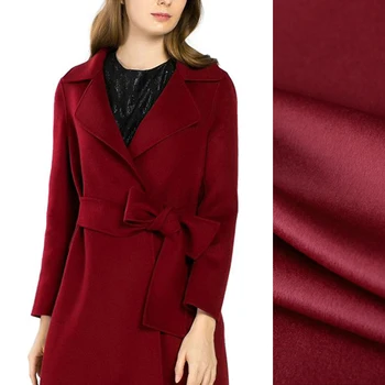 

Quality 150CM Wide 830G/M Weight Double Faced Wine Red Thick Cashmere Wool Autumn and Winter Overcoat Outwear Fabric J022