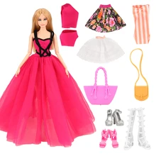 New Top Sellers 2019 Handmade 8 Items/set Doll Accessories=3 Dress + 2 Bags +3 Shoes For Barbie Doll Best Gift For Girl Birthday 9 item set doll accessories 3 pcs doll clothes dress 3 plastic necklace random 3 pairs shoes for barbie doll girl gift toy