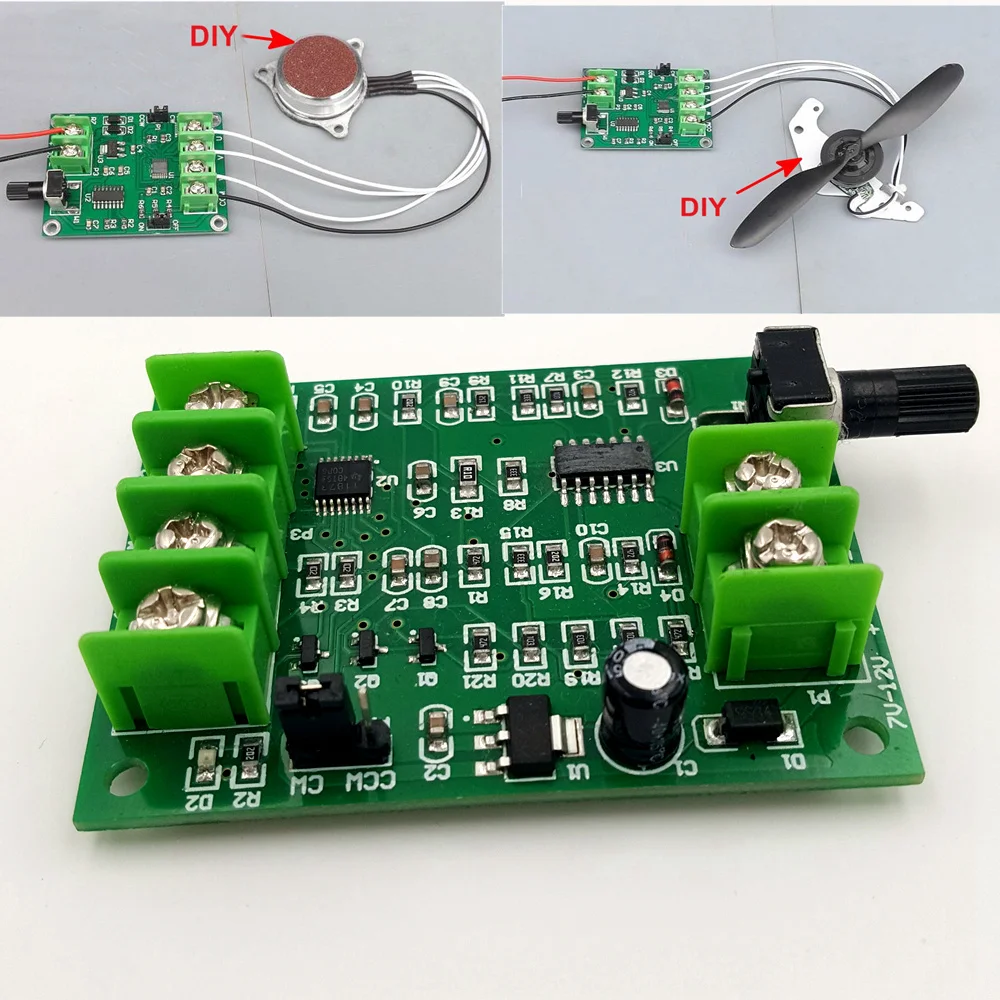 1 шт. бесщеточный мотор Скорость регулирования контроллер 7-12 вольтового источника электропитания постоянного тока привод доска для 3-провода или 4-проводной зал-бесплатно бесщеточный двигатель