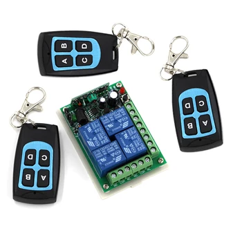 

New DC24V 4CH RF Wireless Remote Control System Teleswitch 3 Transmitter and 1 Receiver Universal Gate Remote Control 315/433MHZ