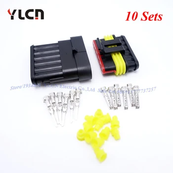 

High Quality New Brand 10 Sets Kits 6 Pin/Way Auto Super Sealed Waterproof Electrical Wire Connectors Plug For Car