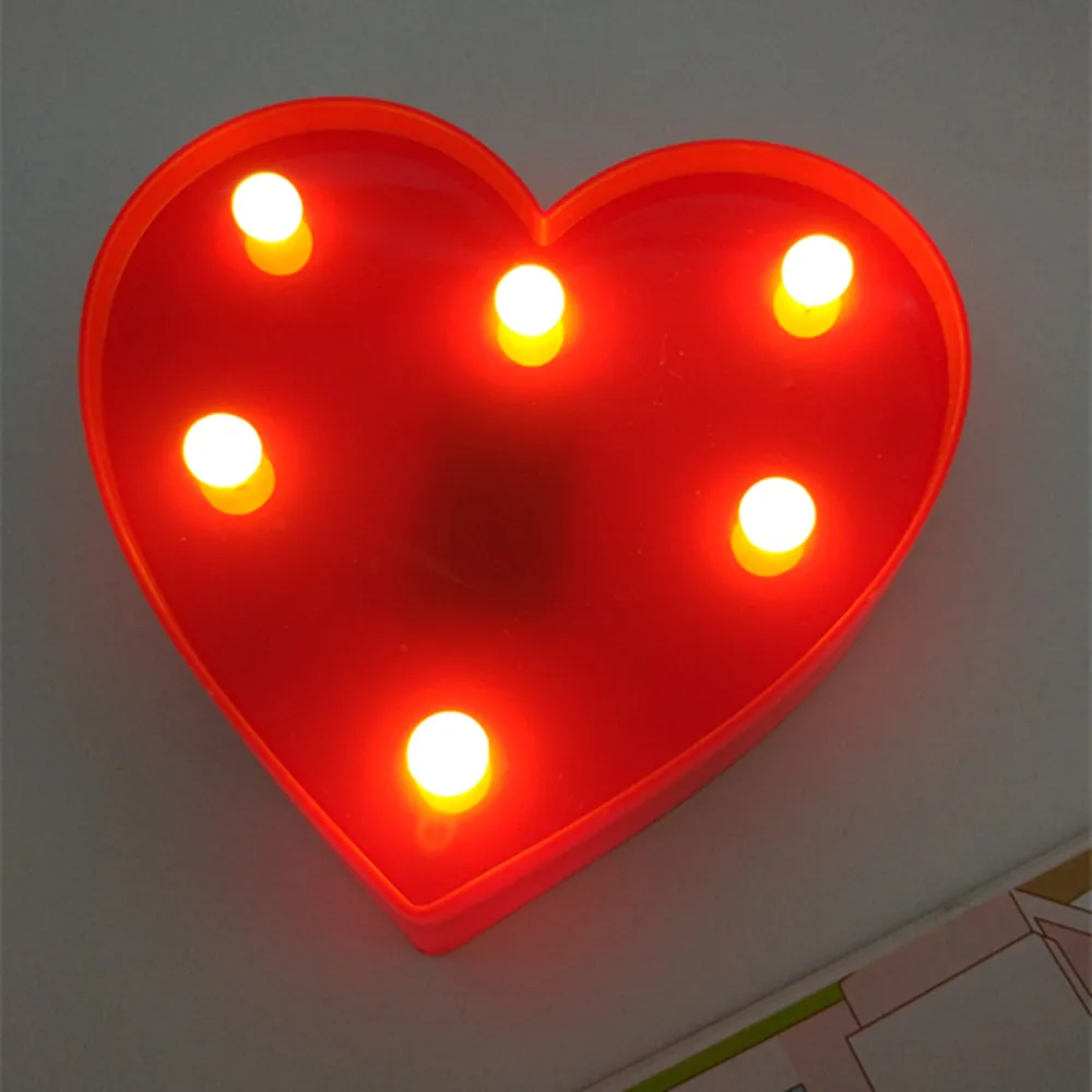 YIYANG Red Romantic Heart Night Lights 3D Marquee Letter LED Night Lamp
