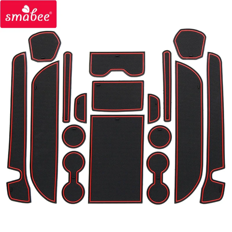 

for Nissan Elgrand E52 2011 - 2018 Anti-Slip Rubber Cup Cushion Door Groove Mat 17Pcs 2012 2013 2014 2015 2016 Car Accessories