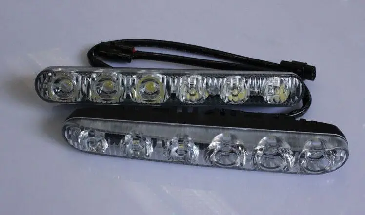 Pair Car Headlight HighLow Beam Warning Driving Fog Lamp Auto Head LED Daytime Running Light Len Xenon DRL AE (8)