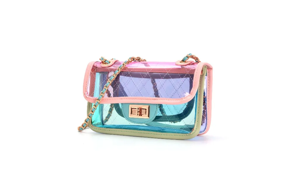 

Luxury Designer Inspired Flap Bag PVC Transparent Branded Women Shoulder bag