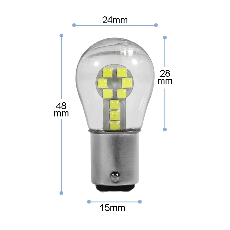 YCCPAUTO 2 шт. 1157 Bay15d P21/5 Вт светодиодный парковка светильник 12V 3030 светодиодный лампы Стекло оболочки Авто светодиодные задние тормоза лампа белый 6000K