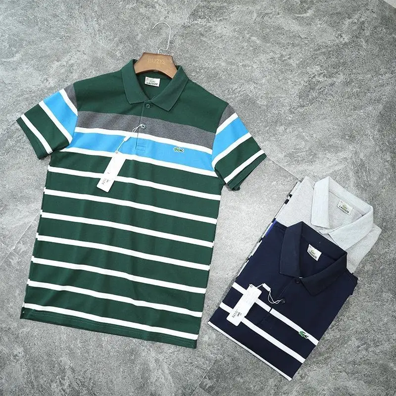 LACOSTE LEGEND Running Shirt Men Triped T-Shirts Slim Short Sleeve Comfort Homme Cotton Outdoor Clothing 3color LACOSTE LEGEND Running Shirt Men Triped T-Shirts Slim Short Sleeve Comfort Homme Cotton Outdoor Clothing 3color