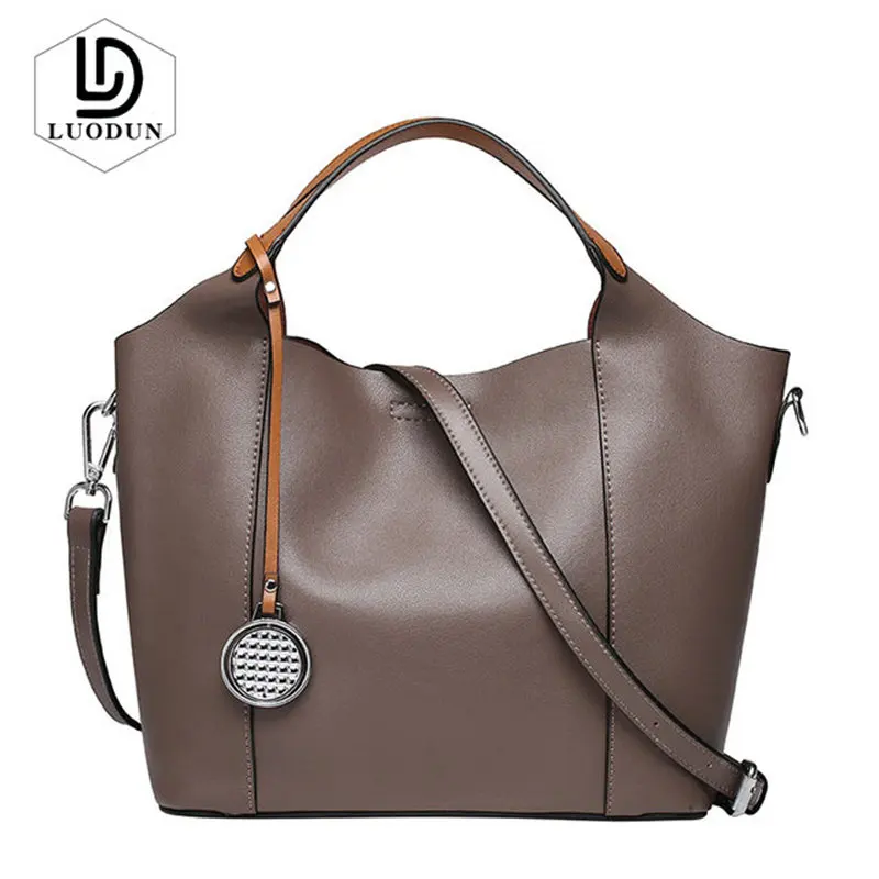 

LUODUN Hot sale handbag women casual tote bag female large shoulder messenger bags high quality Split leather Crossbody Bag