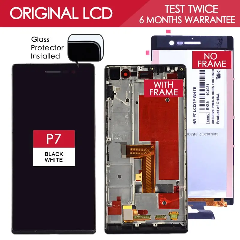 100 Tested Original 5 inch 1920x1080 Display For HUAWEI P7 LCD Ascend P7 Touch Screen Digitizer