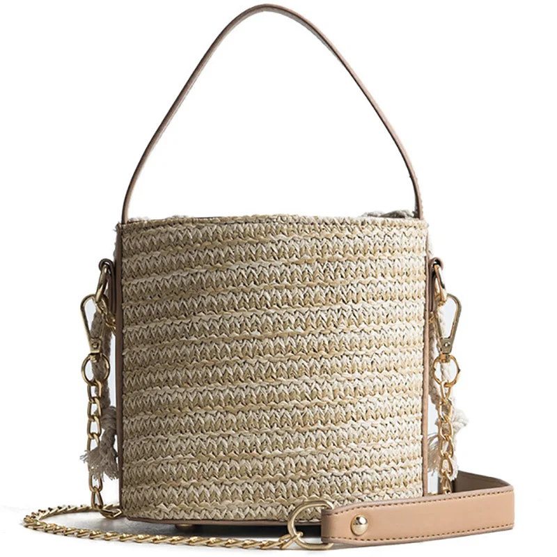 

2019 Straw Bags Women Summer Rattan Bag Handmade Woven Beach Chain Shoulder Messenger Bag Bohemia Summer Handbag Brand