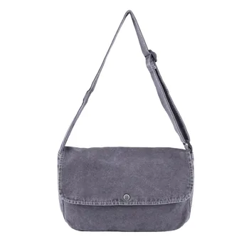 

NEW Japan Simple Wash Canvas Bag Wide Shoulder Strap Shoulder Bag casual Retro Flip Crossbody Bag Daily School Bag